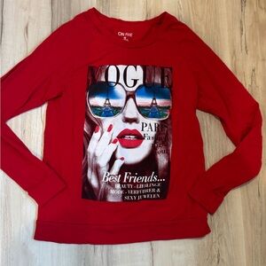 On Fire Red Graphic Women's Top
